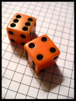 Dice : Dice - 6D - Pair Orange With Black Pips